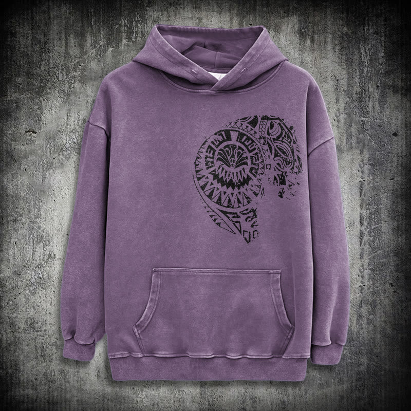 WorldNorse Kapuzenpullover mit aufwendigem Totenkopf-Muster - Lila - 3XL - image 23