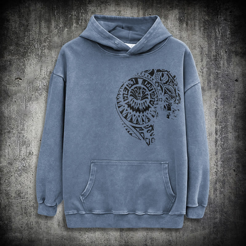 WorldNorse Kapuzenpullover mit aufwendigem Totenkopf-Muster - Blau - 3XL - image 15