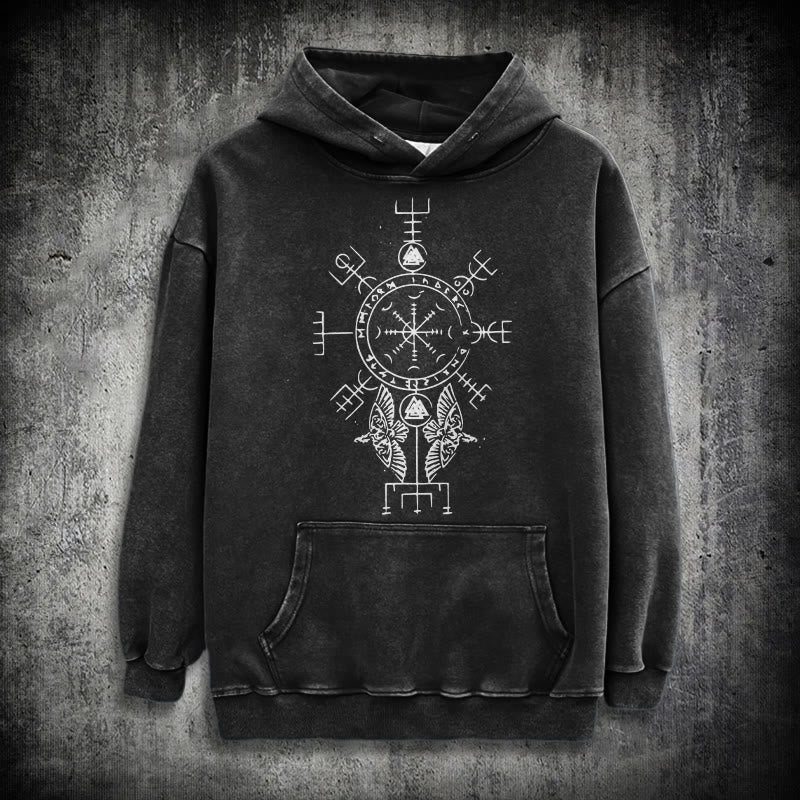 WorldNorse Rune der Helm der Ehrfurcht Raven -Hoodie - Schwarz - 3XL - image 0