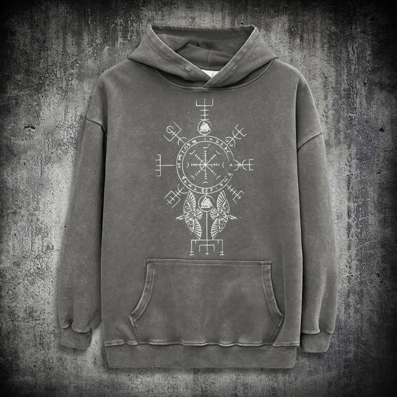 WorldNorse Rune der Helm der Ehrfurcht Raven -Hoodie - Grau - 3XL - image 12