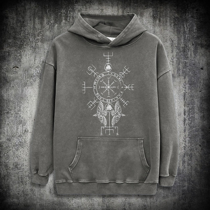 WorldNorse Rune der Helm der Ehrfurcht Raven -Hoodie - Grau - 3XL - image 12