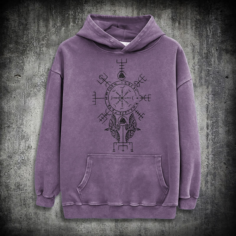 WorldNorse Rune der Helm der Ehrfurcht Raven -Hoodie - Lila - 3XL - image 23