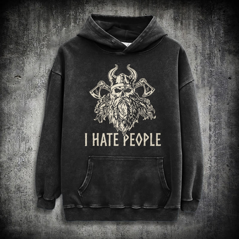 WorldNorse Hoodie mit Wikingerschädel und Axtmotiv - Schwarz - 3XL - image 0