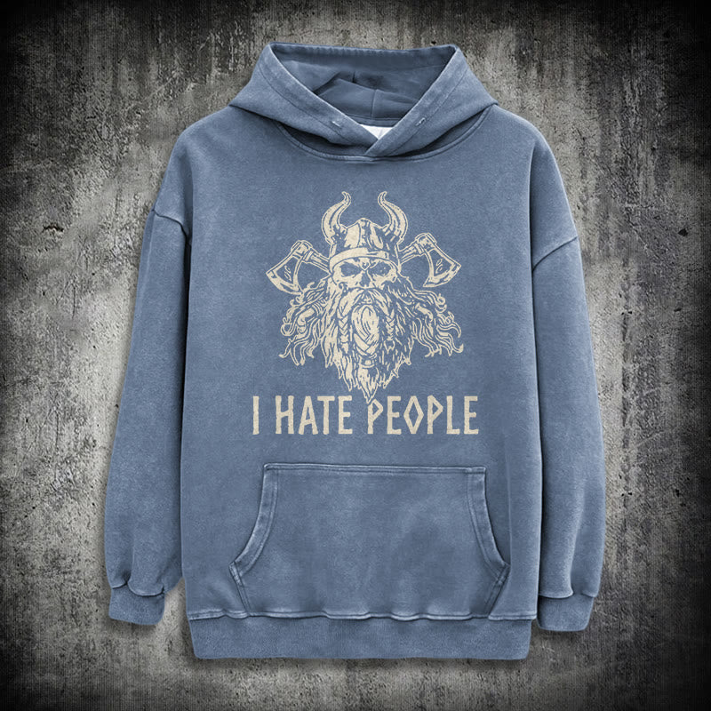 WorldNorse Hoodie mit Wikingerschädel und Axtmotiv - Blau - 3XL - image 15
