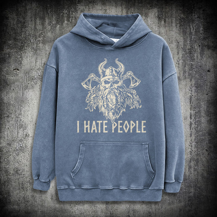 WorldNorse Hoodie mit Wikingerschädel und Axtmotiv - Blau - 3XL - image 15