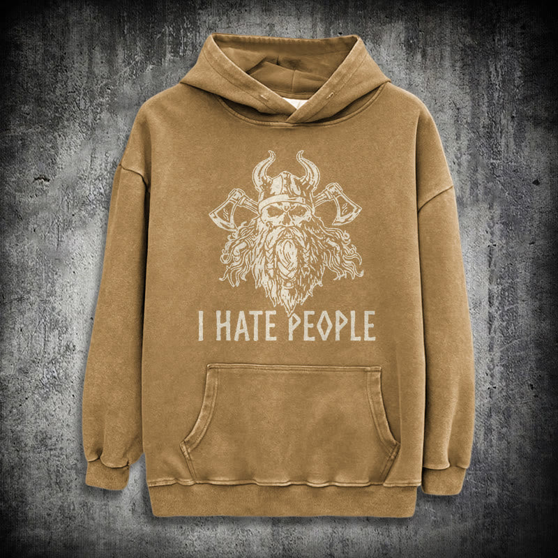 WorldNorse Hoodie mit Wikingerschädel und Axtmotiv - Khaki - 3XL - image 19