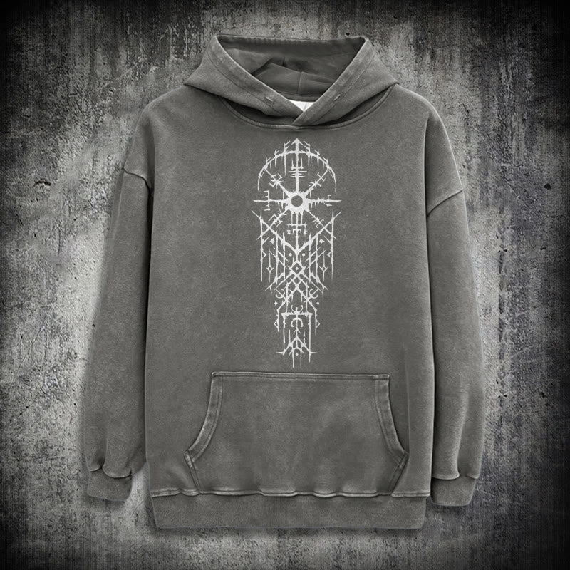 WorldNorse Gothic Kapuzenpullover mit aufwendigem Rune - Grau - 3XL - image 11