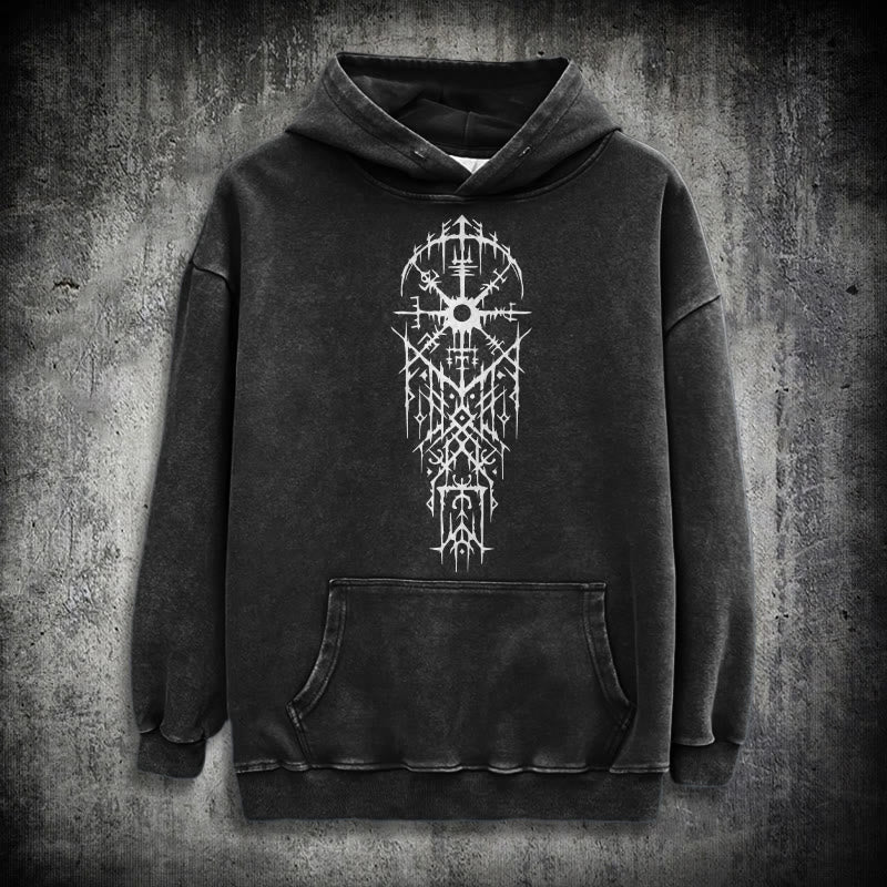 WorldNorse Gothic Kapuzenpullover mit aufwendigem Rune - Schwarz - 3XL - image 0