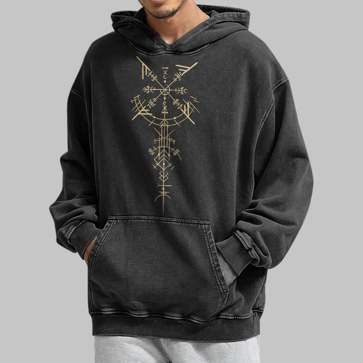 WorldNorse Gilded Rune Vegvisir Washed Hoodie - image 4