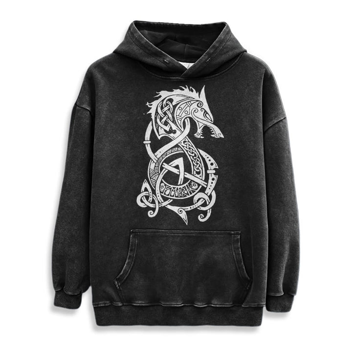 WorldNorse Keltischer Knoten Nordischer Drache Washed Hoodie - image 2