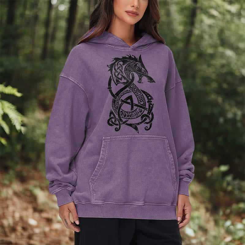 WorldNorse Keltischer Knoten Nordischer Drache Washed Hoodie - image 26