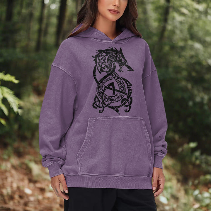 WorldNorse Keltischer Knoten Nordischer Drache Washed Hoodie - image 26