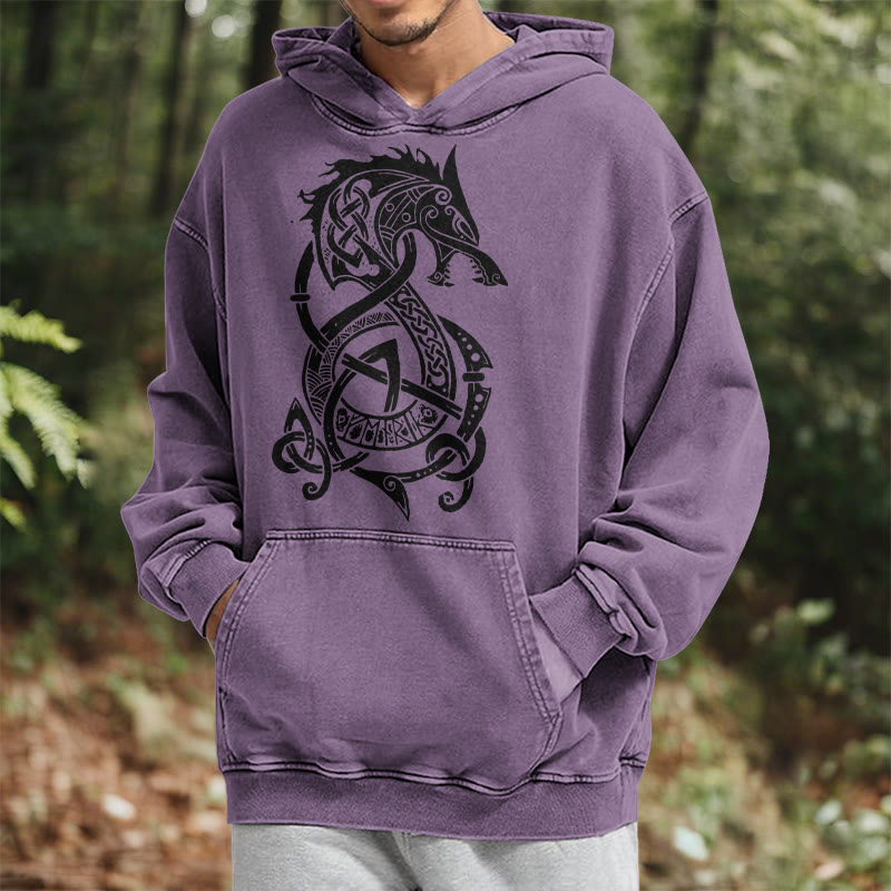 WorldNorse Keltischer Knoten Nordischer Drache Washed Hoodie - image 25