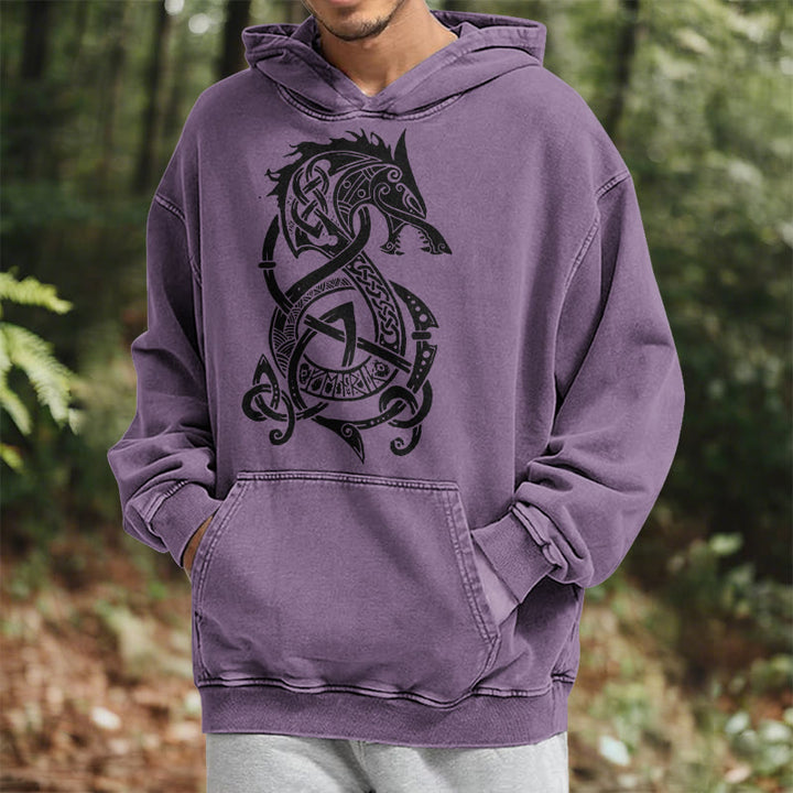 WorldNorse Keltischer Knoten Nordischer Drache Washed Hoodie - image 25