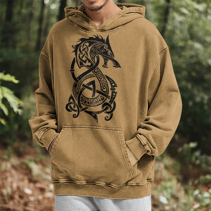 WorldNorse Keltischer Knoten Nordischer Drache Washed Hoodie - image 21