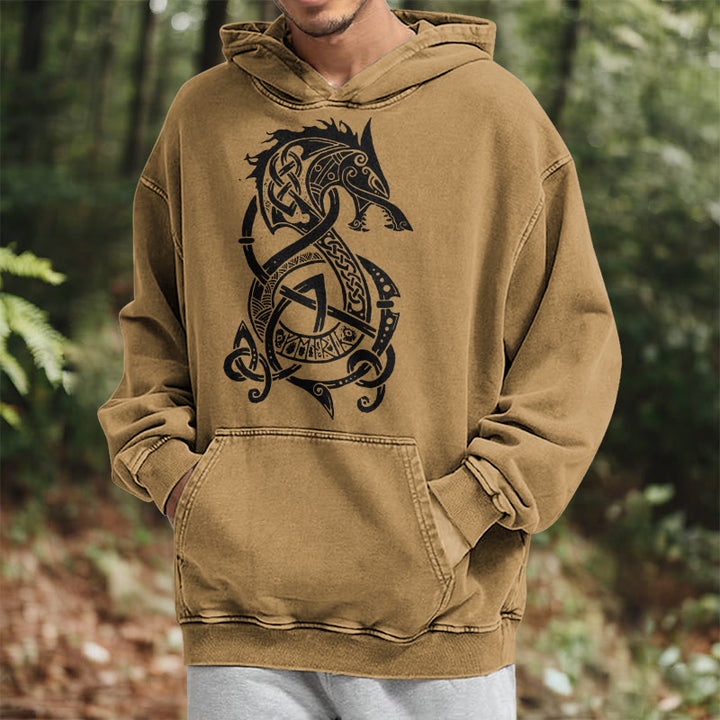 WorldNorse Keltischer Knoten Nordischer Drache Washed Hoodie - image 21