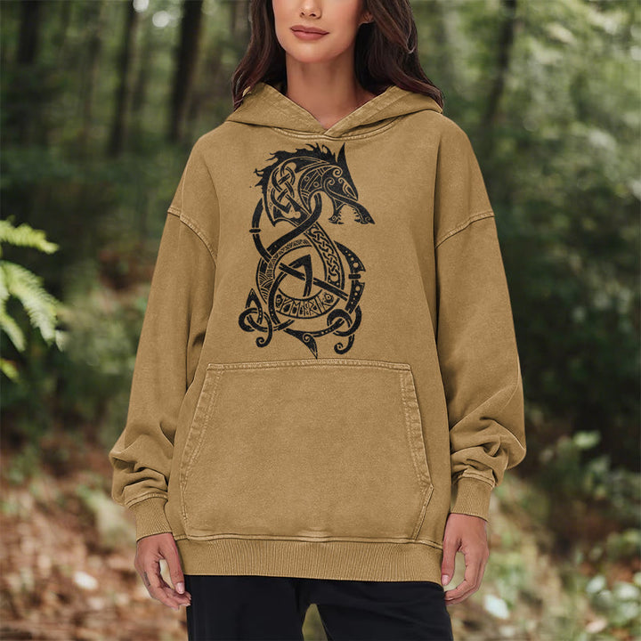 WorldNorse Keltischer Knoten Nordischer Drache Washed Hoodie - image 22