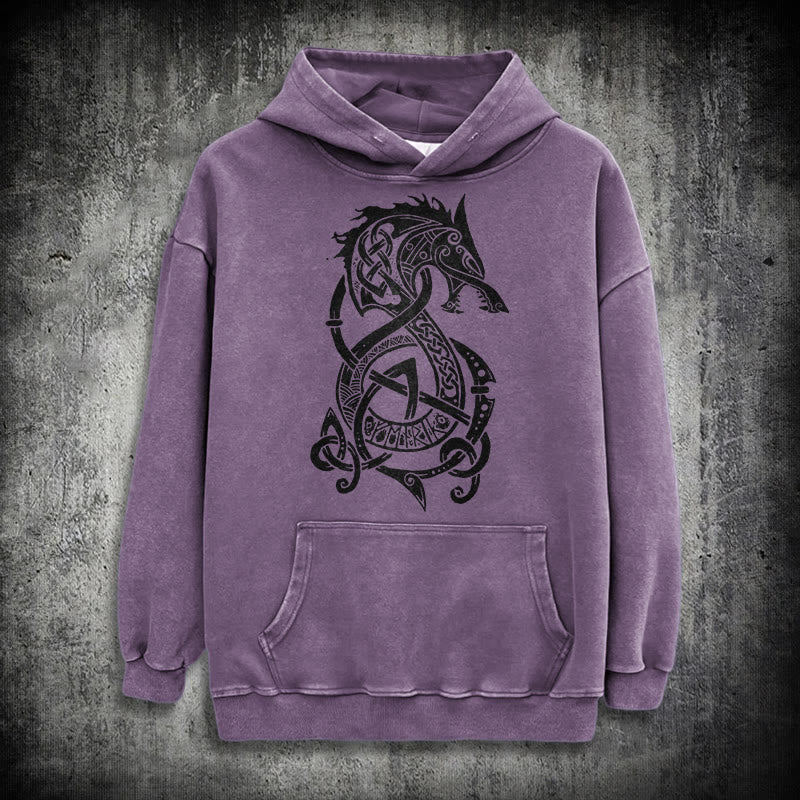 WorldNorse Keltischer Knoten Nordischer Drache Washed Hoodie - Lila - 3XL - image 23