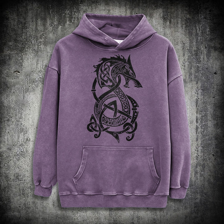 WorldNorse Keltischer Knoten Nordischer Drache Washed Hoodie - Lila - 3XL - image 23