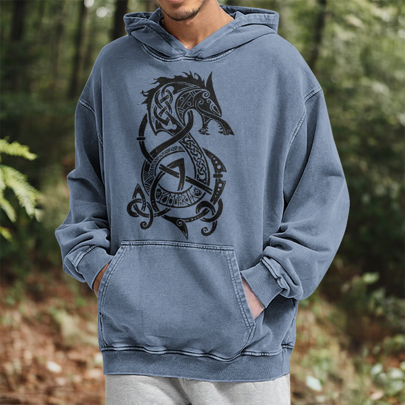WorldNorse Keltischer Knoten Nordischer Drache Washed Hoodie - image 17