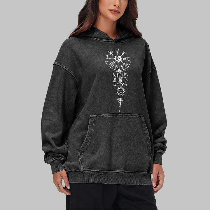 WorldNorse Ornate Rune Vegvisir Emblem Washed Hoodie - image 8
