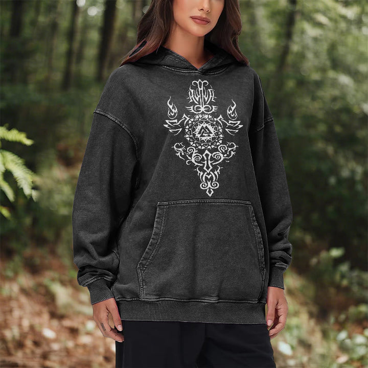 WorldNorse Valknut Flame Emblem Washed Hoodie - image 10