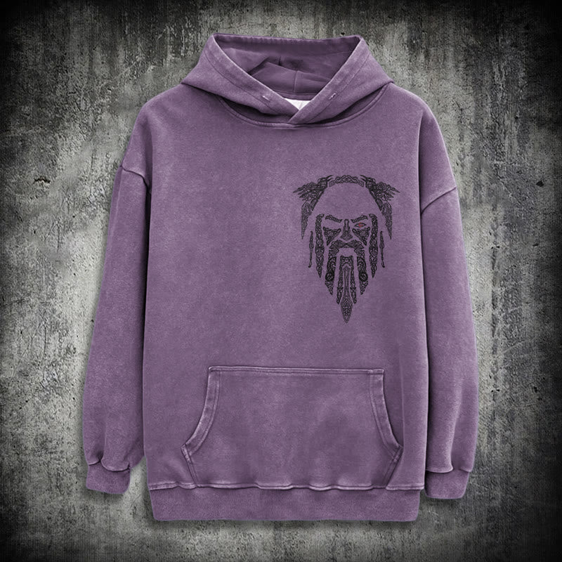 WorldNorse Gothic Rune Viking Elder Washed Hoodie - Lila - 3XL - image 23