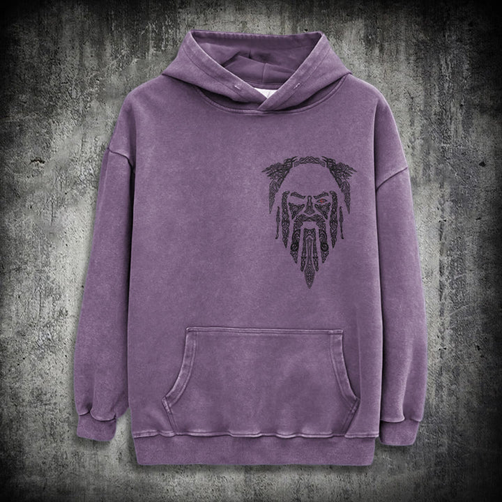 WorldNorse Gothic Rune Viking Elder Washed Hoodie - Lila - 3XL - image 23