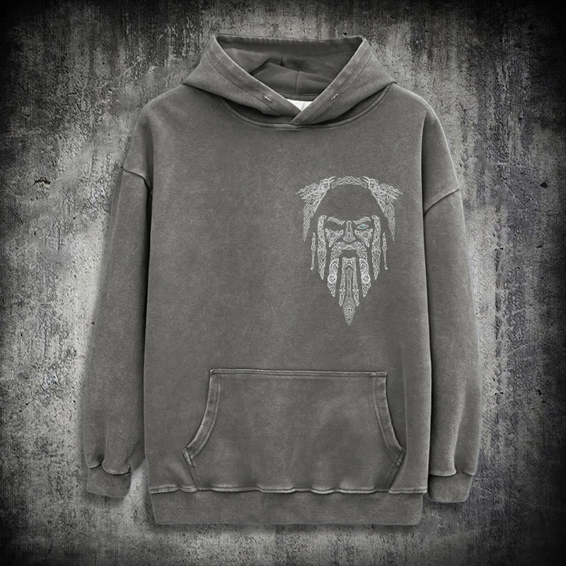 WorldNorse Gothic Rune Viking Elder Washed Hoodie - Grau - 3XL - image 12