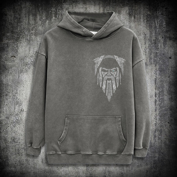 WorldNorse Gothic Rune Viking Elder Washed Hoodie - Grau - 3XL - image 12
