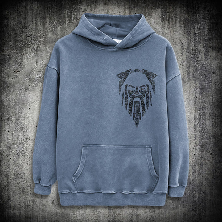 WorldNorse Gothic Rune Viking Elder Washed Hoodie - Blau - 3XL - image 15