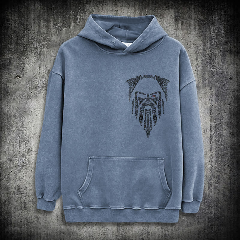 WorldNorse Gothic Rune Viking Elder Washed Hoodie - Blau - 3XL - image 15
