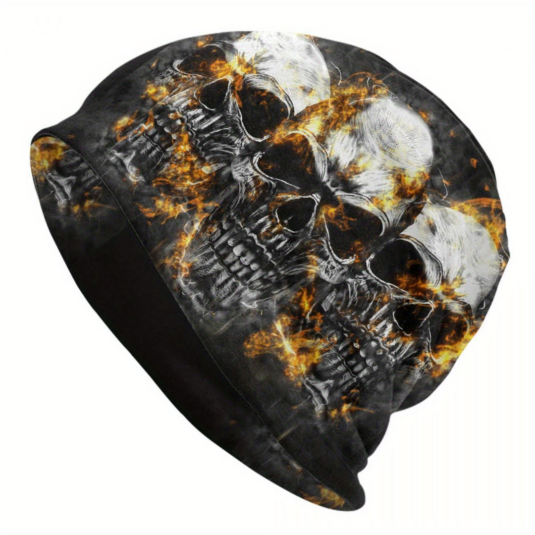 WorldNorse Blazing Skull Ash Tone Beanie - Schädel - image 0