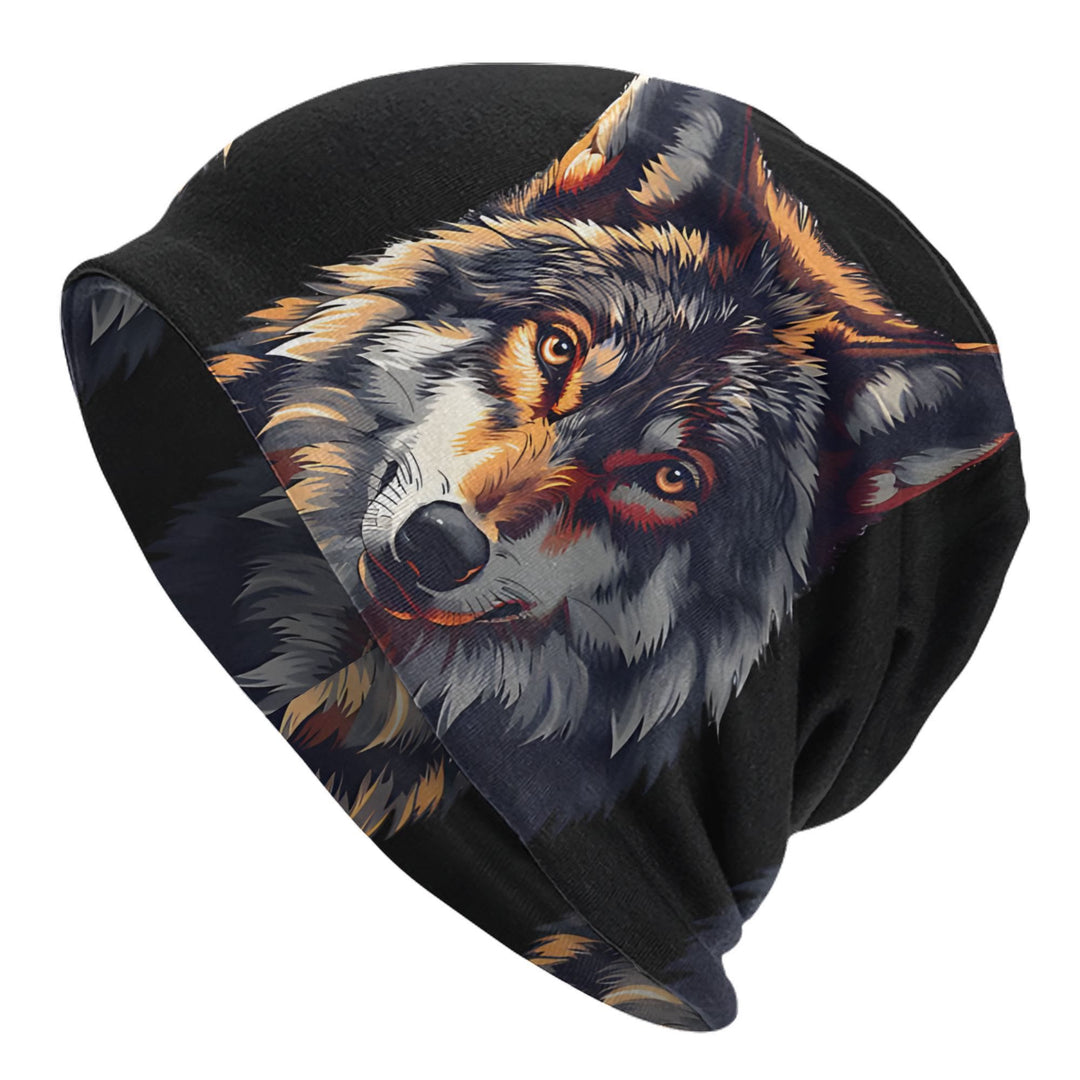 WorldNorse Watercolor Wolf Splatter Ink Beanie - Schwarz und Gelb - image 5