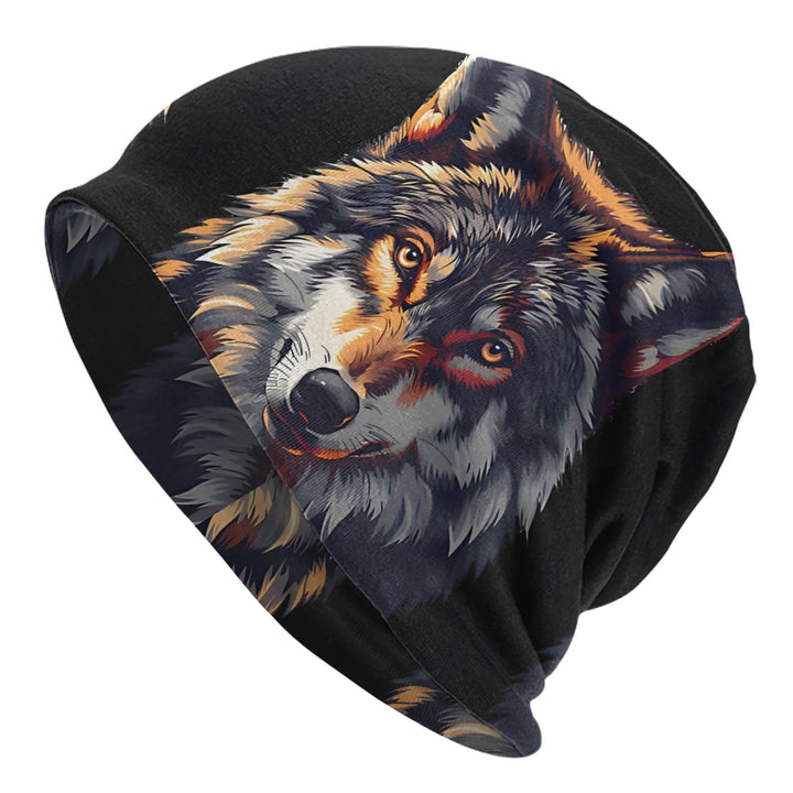 WorldNorse Watercolor Wolf Splatter Ink Beanie - Schwarz und Gelb - image 5