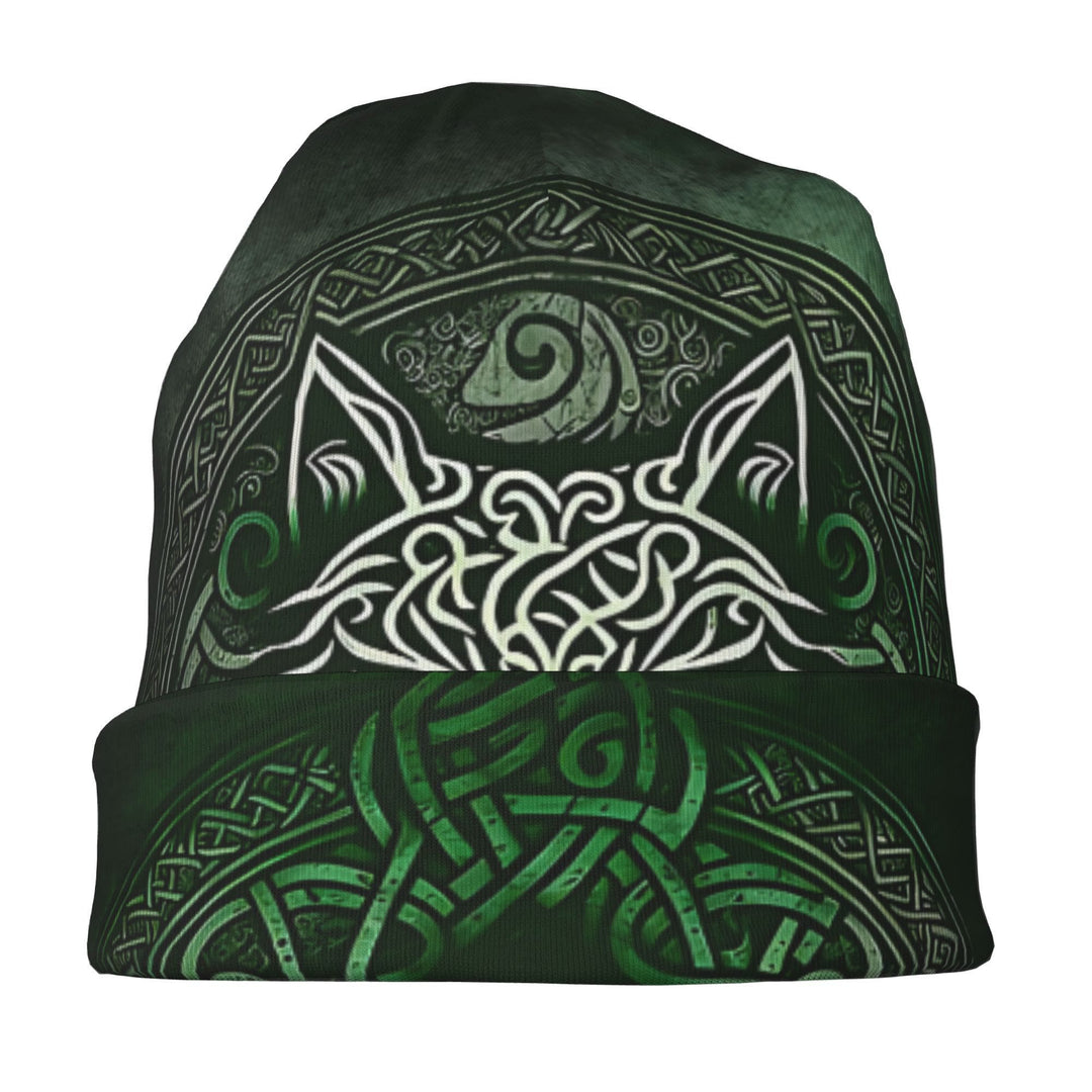 WorldNorse Emerald Keltischer Knoten Wolf Beanie - image 1