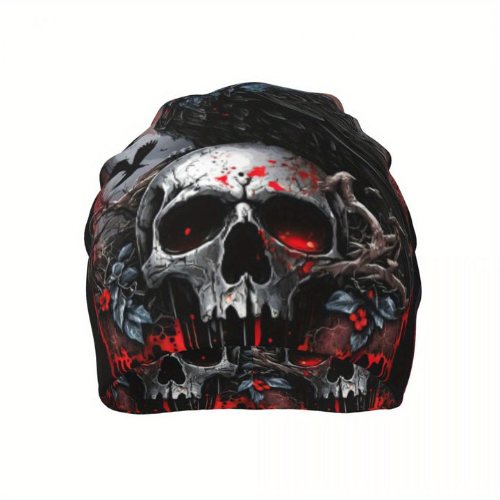 WorldNorse Dark Raven Blood Skull Gothic Pattern Beanie - image 9