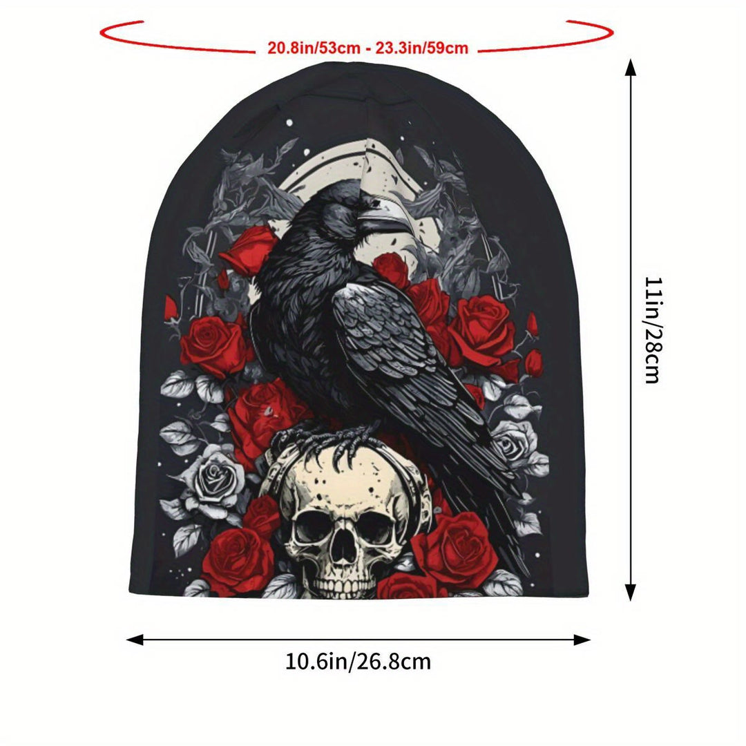 WorldNorse Dark Raven Blood Skull Gothic Pattern Beanie - image 10