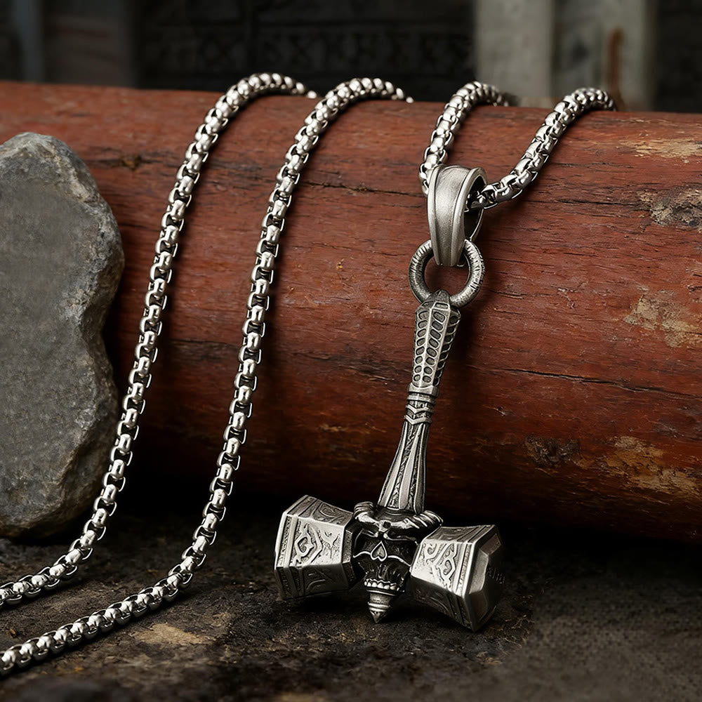WorldNorse Rune Skull Mjölnir Halskette - image 1