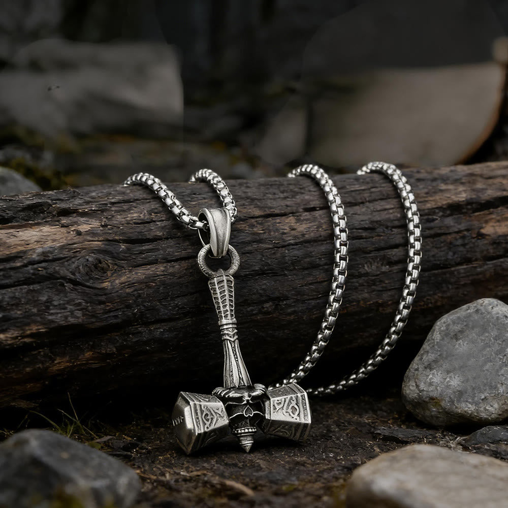 WorldNorse Rune Skull Mjölnir Halskette - image 3