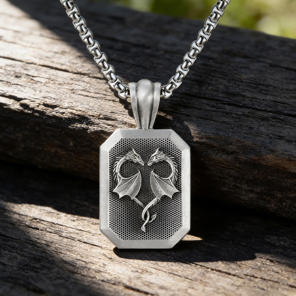WorldNorse Dual Dragon Heart Mesh Plate - Nordischer Drache - image 0