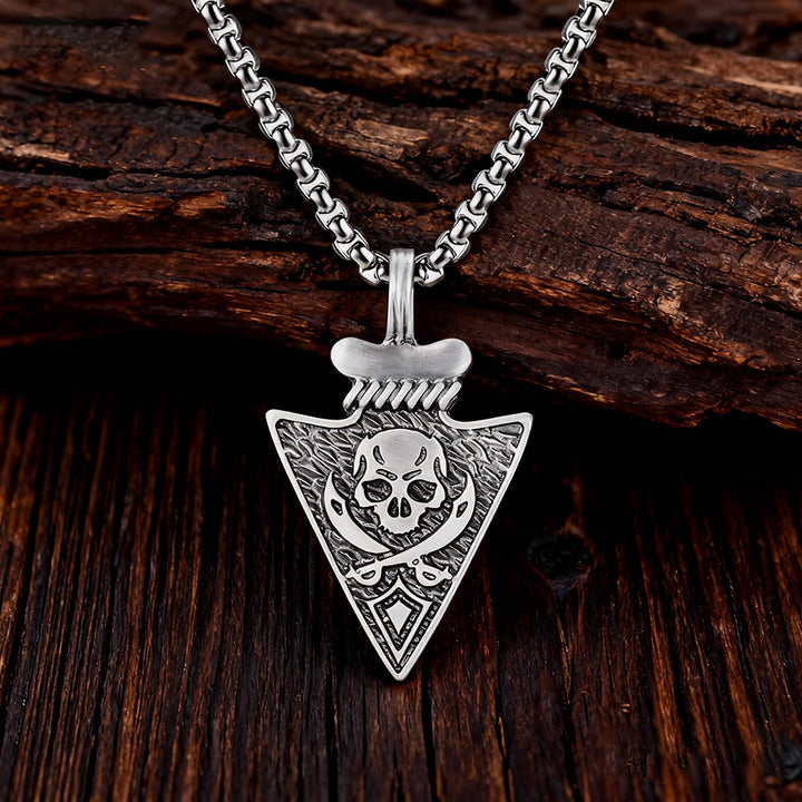 WorldNorse Totenkopf-Dolchspitze, strukturierte Halskette - Schädel - image 0