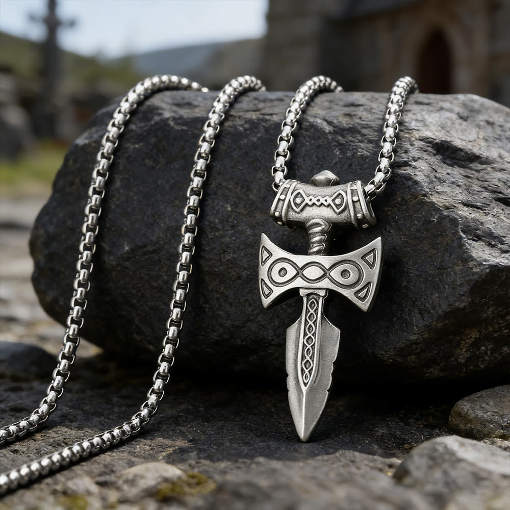 WorldNorse Eldritch Knotwork Axt-Emblem-Halskette - image 3