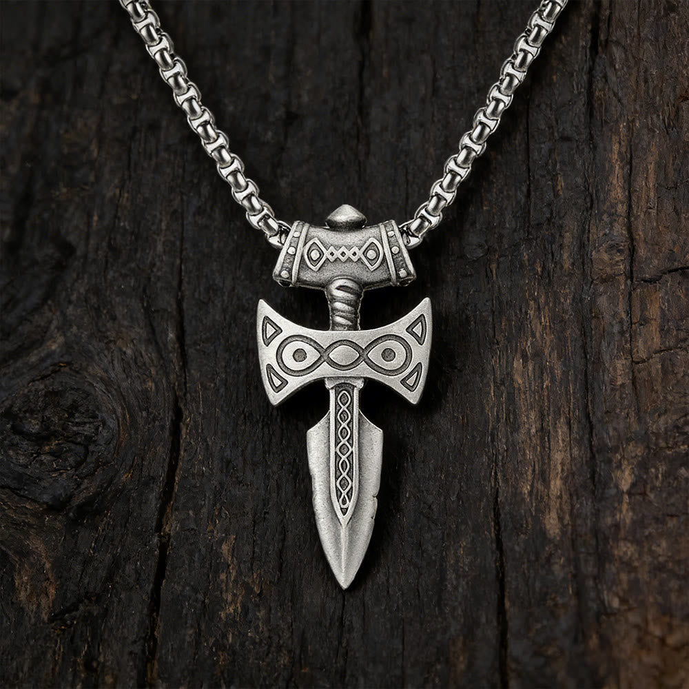 WorldNorse Eldritch Knotwork Axt-Emblem-Halskette - Schwert - image 0