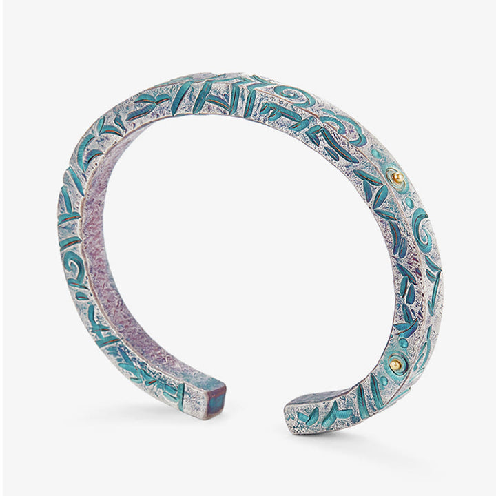 WorldNorse Handgefertigtes Armband aus 999er Silber mit Türkis und verzauberter Ranke - image 2