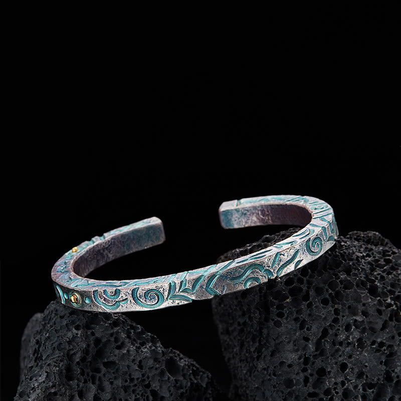 WorldNorse Handgefertigtes Armband aus 999er Silber mit Türkis und verzauberter Ranke - Innenumfang 19 cm - NEIN DANKE - image 0