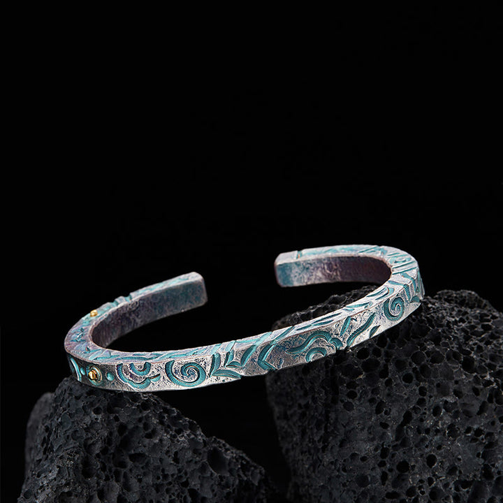 WorldNorse Handgefertigtes Armband aus 999er Silber mit Türkis und verzauberter Ranke - Innenumfang 19 cm - NEIN DANKE - image 0