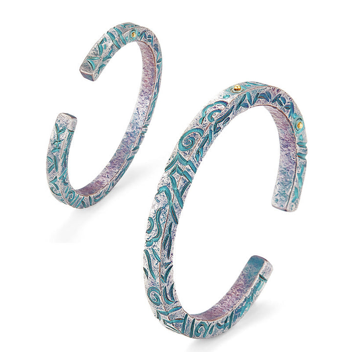 WorldNorse Handgefertigtes Armband aus 999er Silber mit Türkis und verzauberter Ranke - image 4