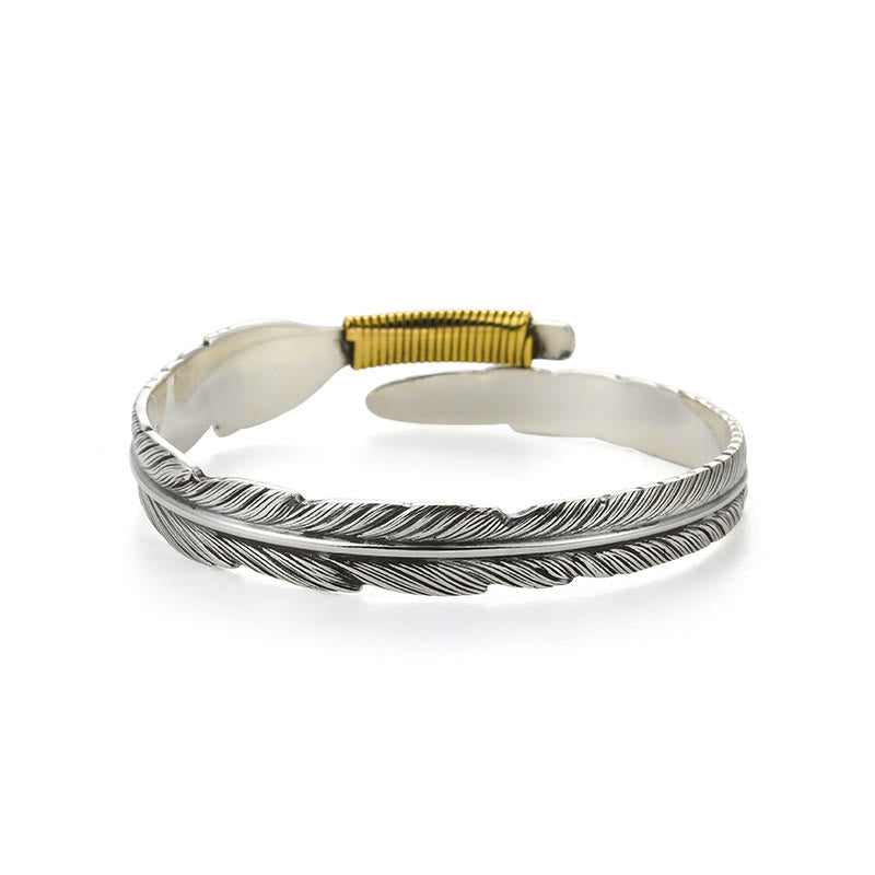 WorldNorse Handgefertigtes Armband aus 999er Silber mit gefiederter Goldwicklung und strukturierter Oberfläche - image 3