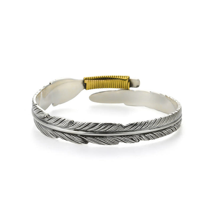WorldNorse Handgefertigtes Armband aus 999er Silber mit gefiederter Goldwicklung und strukturierter Oberfläche - image 3
